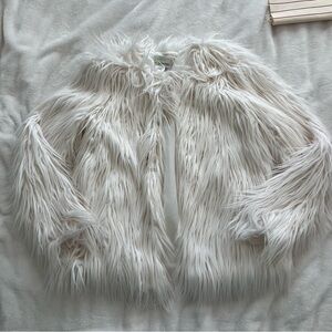 Faux Fur White Jacket - fits size Small women